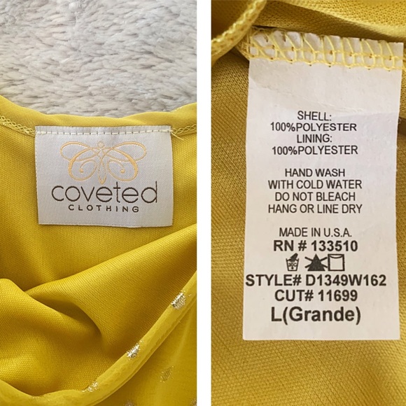 SUNDRESS COVETED CLOTHING NWOT YELLOW DOT HIGH/LOW HEM L - Picture 8 of 8